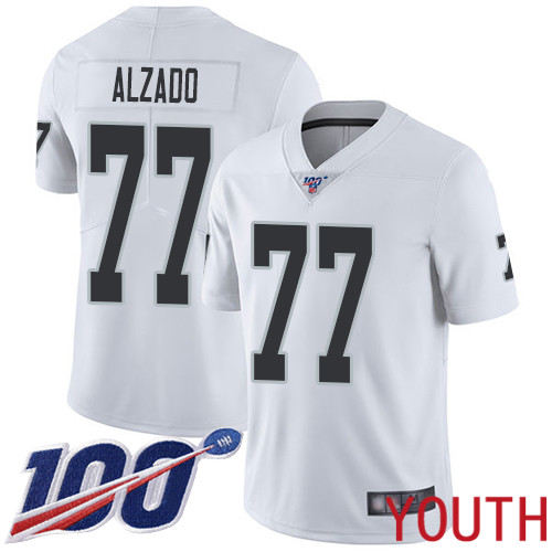 Oakland Raiders Limited White Youth Lyle Alzado Road Jersey NFL Football #77 100th Season Vapor Jersey->nfl t-shirts->Sports Accessory